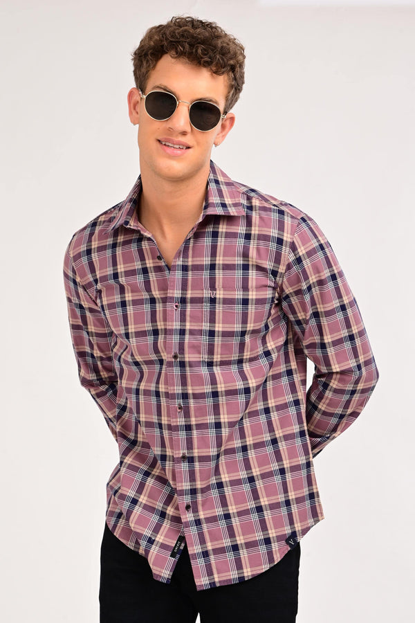 IVYN Smart Casual Plaid Shirt – Tailored Comfort Fit - Dusty Maroon (image 5)