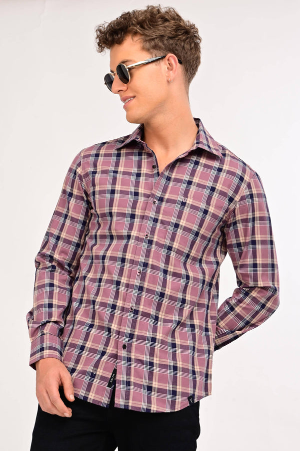 IVYN Smart Casual Plaid Shirt – Tailored Comfort Fit - Dusty Maroon (image 6)