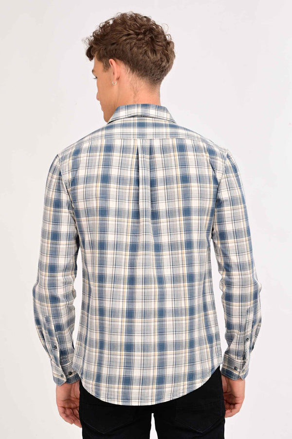 IVYN Smart Casual Plaid Shirt – Tailored Comfort Fit - Stone Blue (image 1)