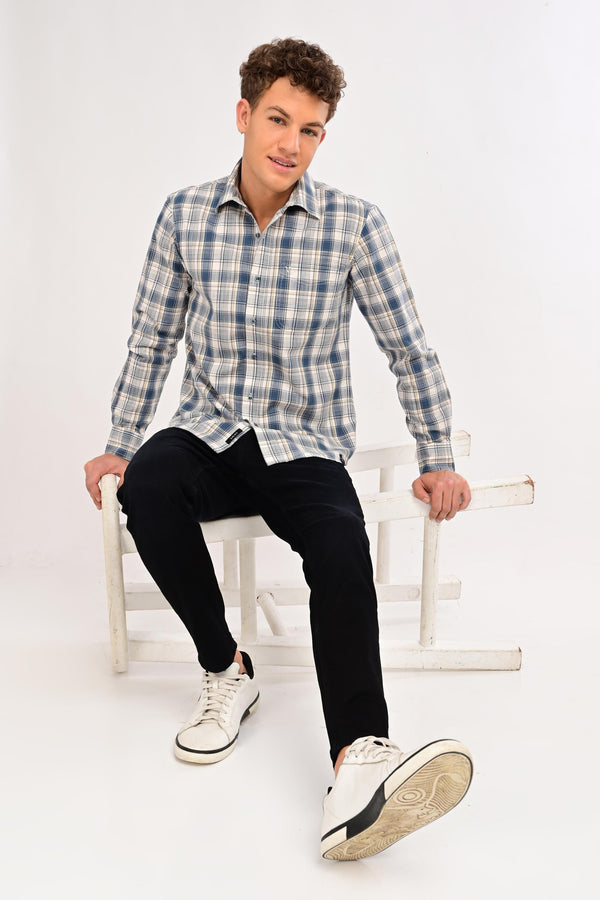 IVYN Smart Casual Plaid Shirt – Tailored Comfort Fit - Stone Blue (image 6)