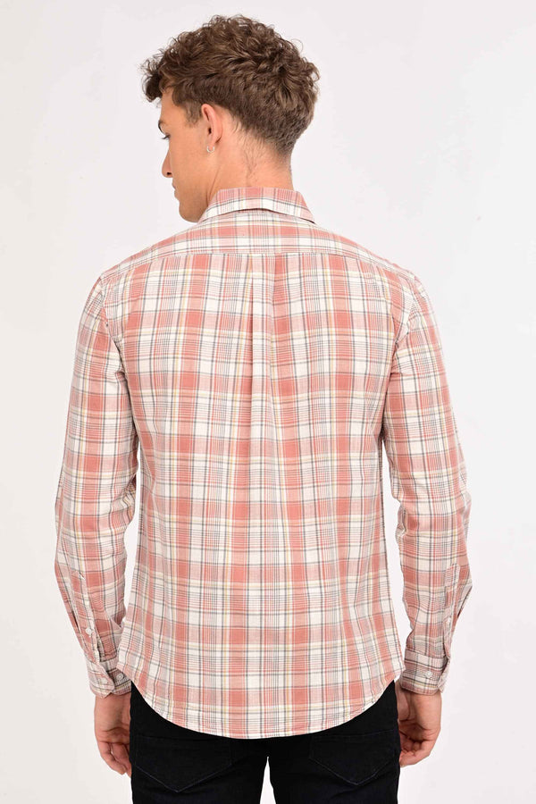 IVYN Smart Casual Plaid Shirt – Tailored Comfort Fit - Coral Sand (image 1)