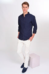 Solid Martin Brax Navy Blue Shirt - IVYN