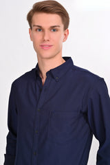 Solid Martin Brax Navy Blue Shirt - IVYN