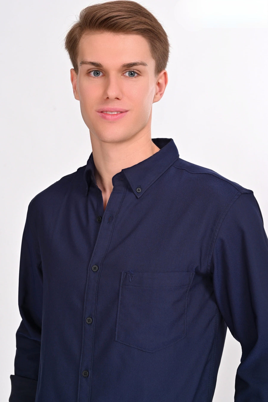 Solid Martin Brax Navy Blue Shirt - IVYN