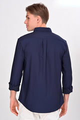 Solid Martin Brax Navy Blue Shirt - IVYN