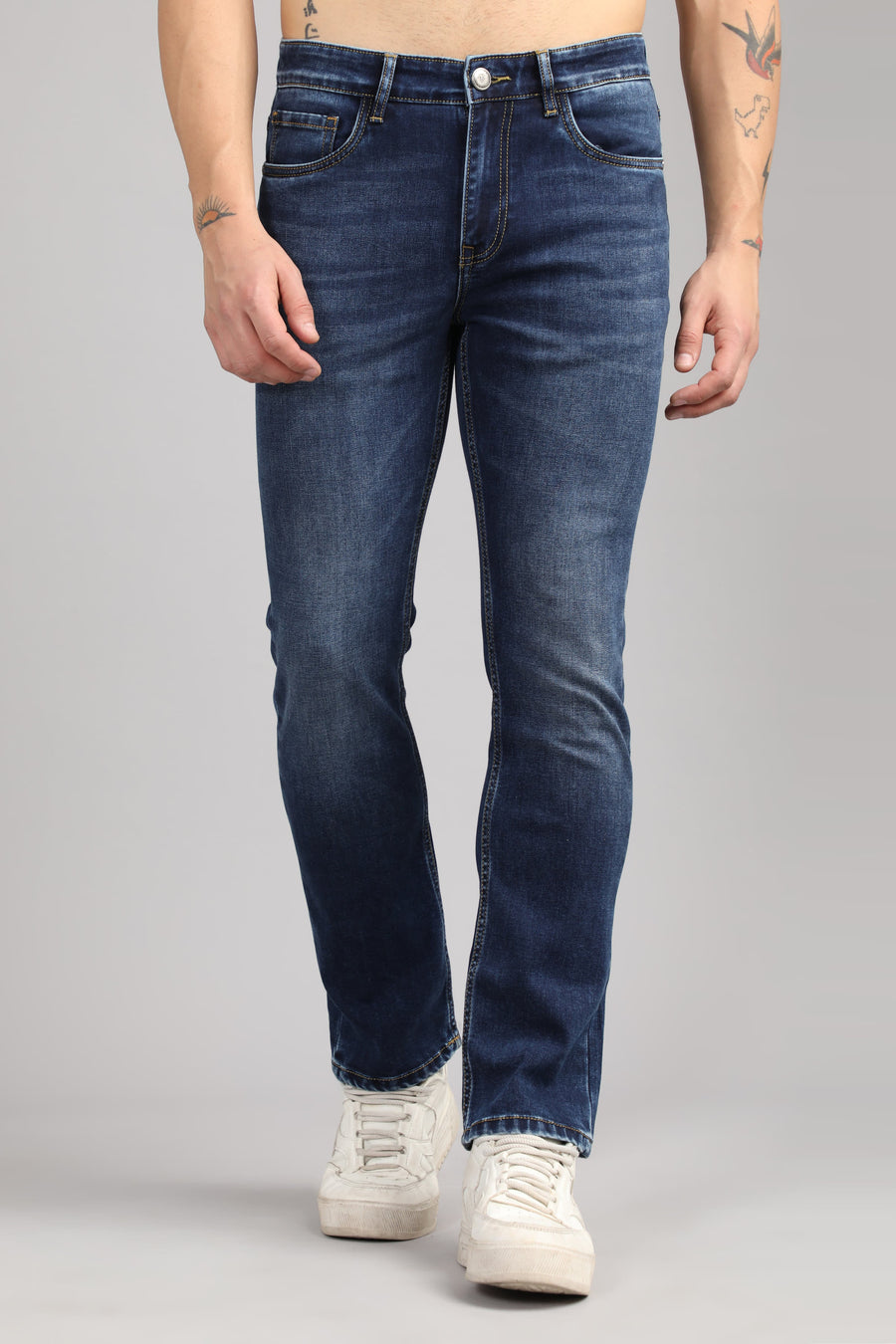 IVYN Straight Fit Jeans back view in Deep Navy Blue