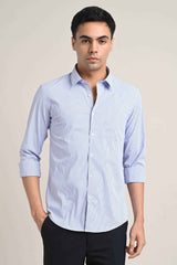 Stretch Cotton Pinstripe Shirt – Sky Blue