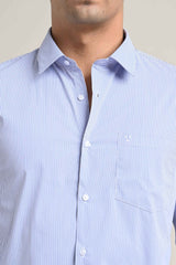 Stretch Cotton Pinstripe Shirt – Sky Blue