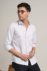IVYN Stretch Cotton Pinstripe Shirt in Soft Grey
