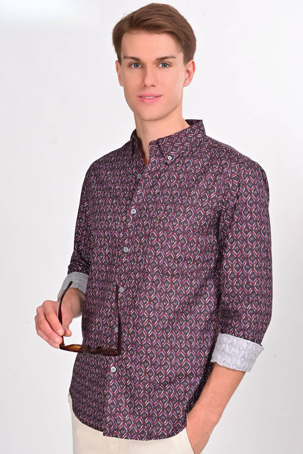 Maroon Diamond Printed Shirt (image 3)