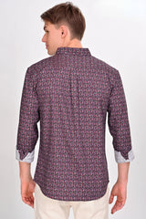 Maroon Diamond Printed Shirt - IVYN