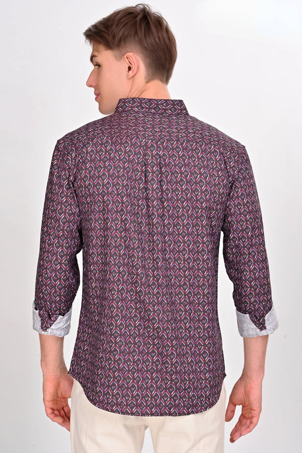 Maroon Diamond Printed Shirt (image 4)