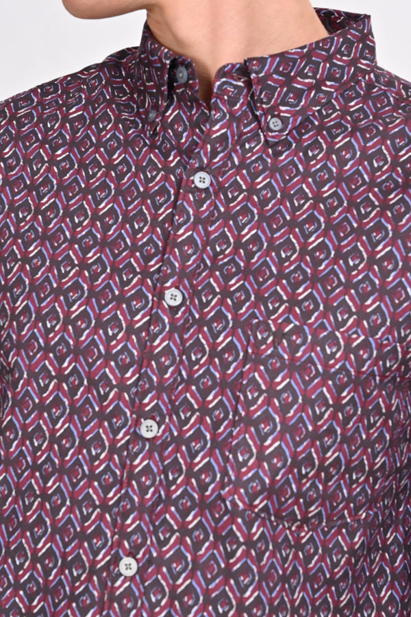 Maroon Diamond Printed Shirt — alternate view