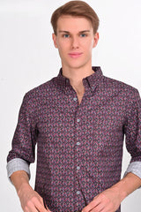 Maroon Diamond Printed Shirt - IVYN