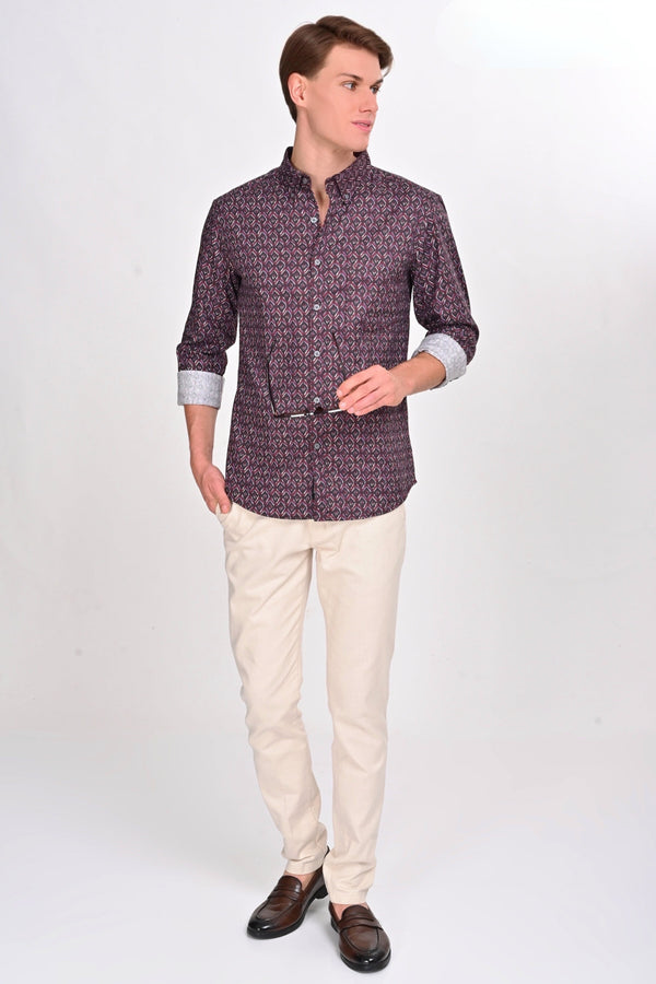 Maroon Diamond Printed Shirt (image 6)