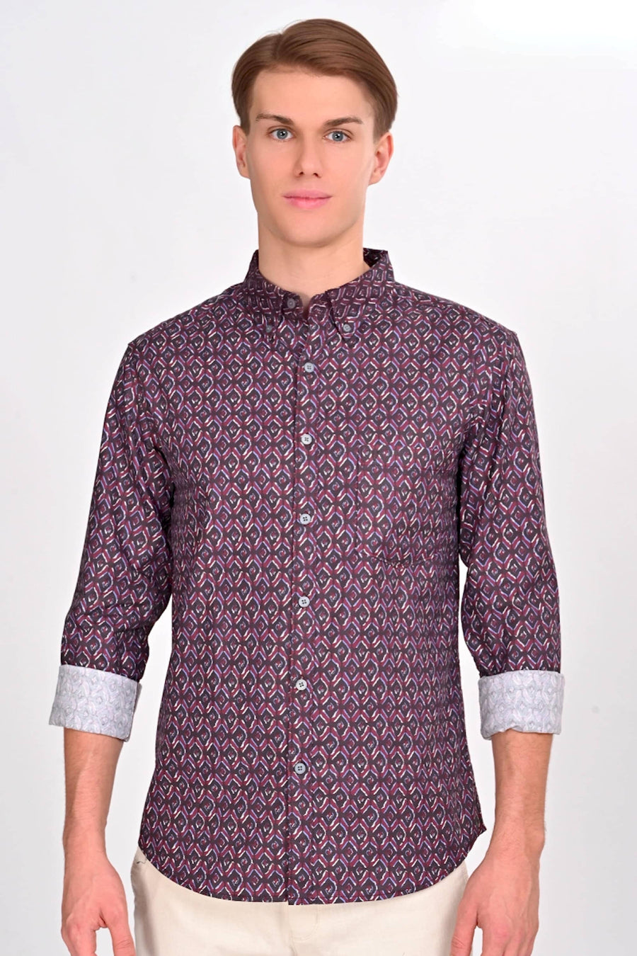 Maroon Diamond Printed Shirt
