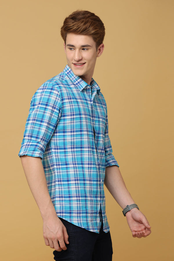 Premium Aqua Blue Cotton Shirt (image 2)