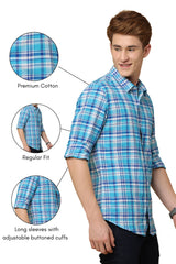 Premium Aqua Blue Cotton Shirt - IVYN