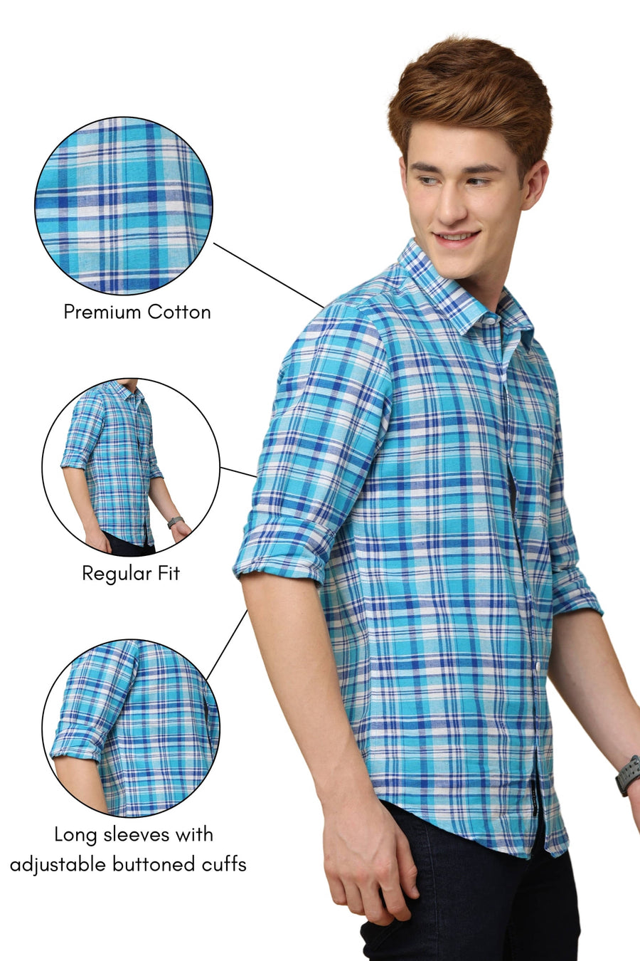 Premium Aqua Blue Cotton Shirt - IVYN