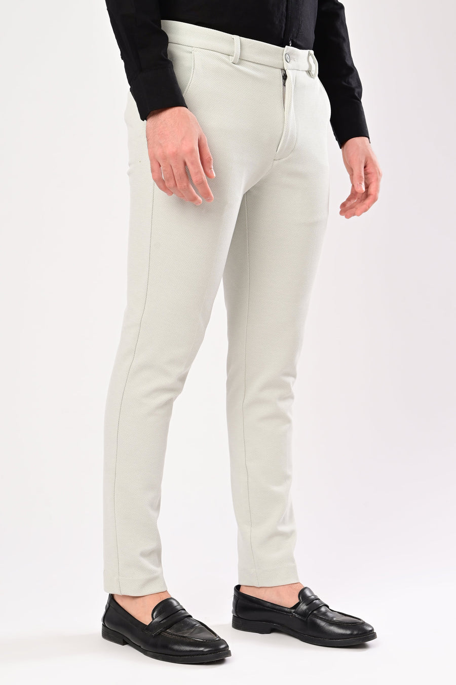 IVYN Upgraded Dobby Trouser detail view in Light Grey
