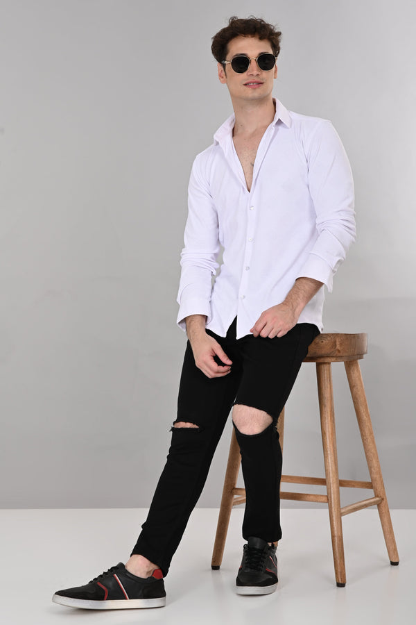 White Jakarta 4-Way Stretch Textured Shirt (image 4)