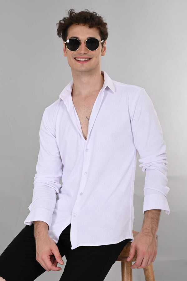 White Jakarta 4-Way Stretch Textured Shirt (image 5)