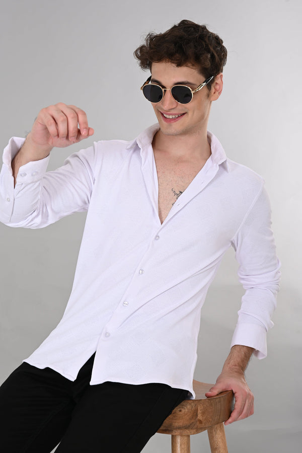 White Jakarta 4-Way Stretch Textured Shirt (image 1)