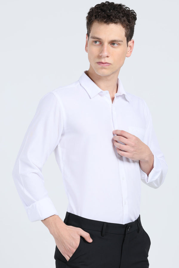 White Dobby Slim-Fit Formal Shirt (image 2)