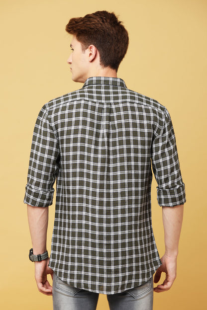Green Linen Check Shirt - IVYN - My Store