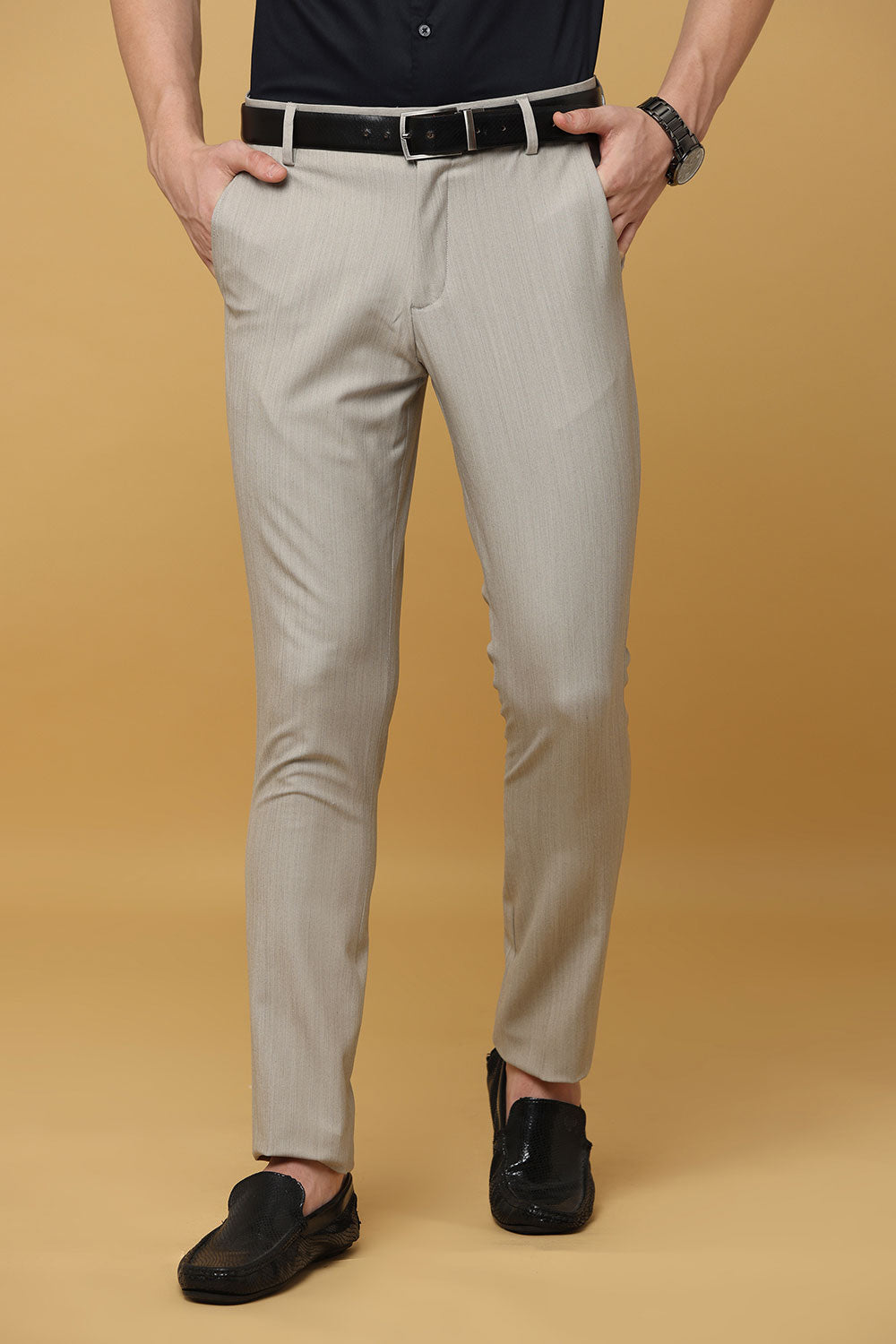 GSKN 23583 Dark Grey -GERON Men Smart Casual Slim Fit Skinny Pants Slack  Stretchable Business Formal Office College University Pants – Top Fashion  Malaysia